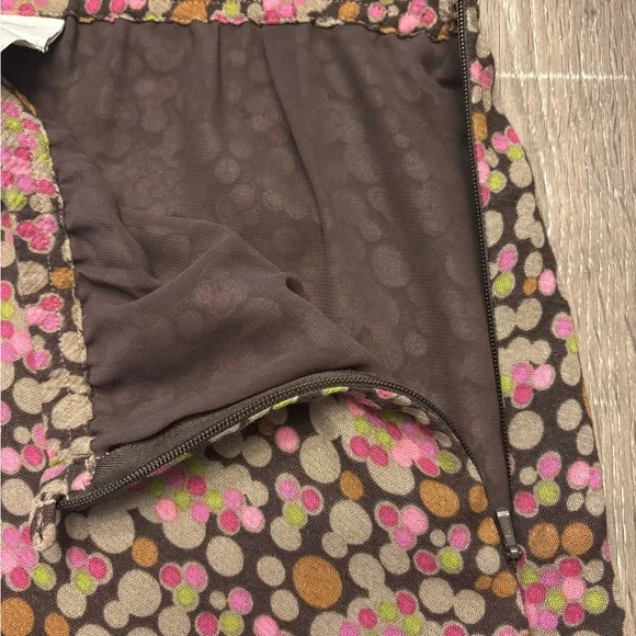 J. Jill Brown Floral A-Line Skirt with Pink & Tan Dots - Picture 8 of 9